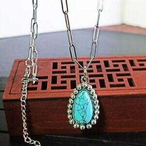 Silver Necklace with Turquoise Pendant